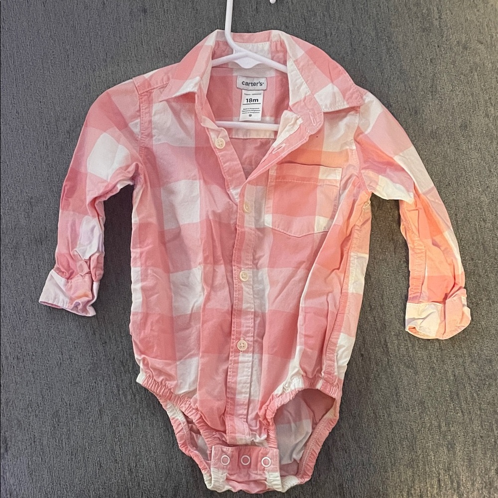 Carter's Pink and White Checkered Baby Bodysuit
